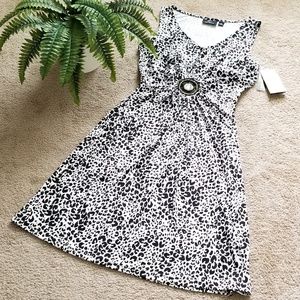 Nina Leonard Animal Print Leopard Midi Dress